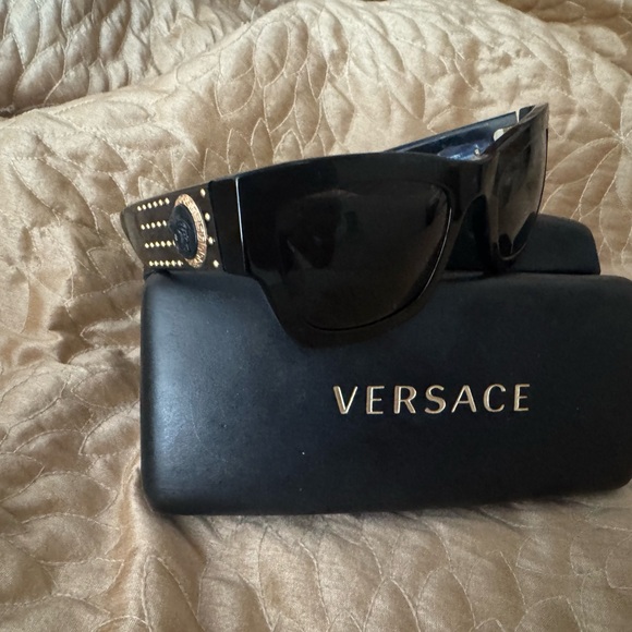 Versace Black Sunglasses with Gold Studs - Picture 1 of 3